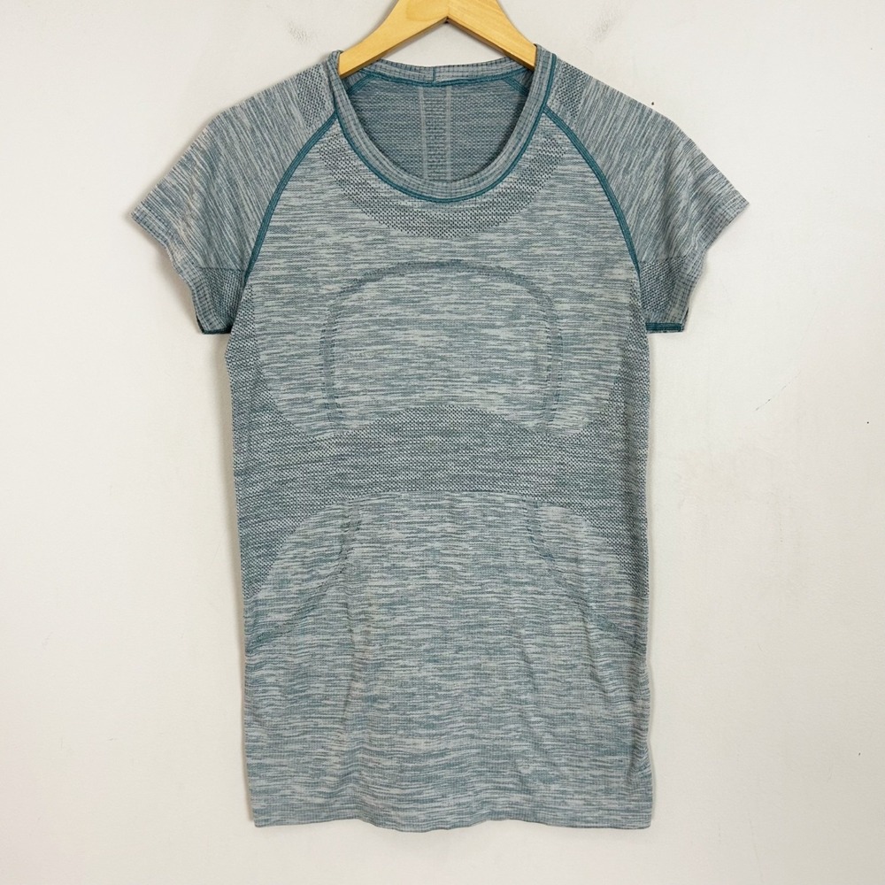 Lululemon Swiftly Tech Heather Turquoise Short Sleeve Top Size 10 Women's